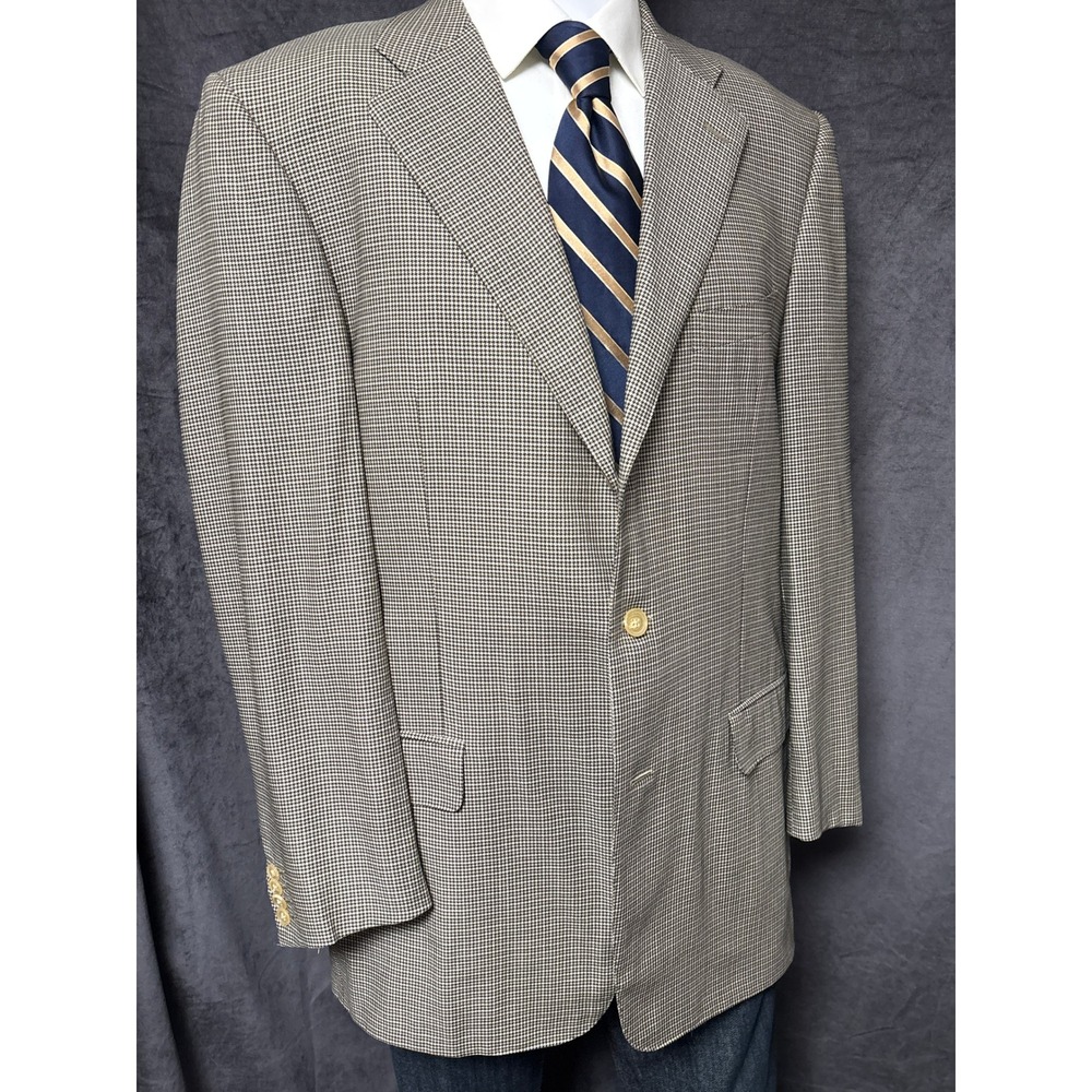Ermenegildo Zegna Sport Coat 54L Tan Check Wool Cupro Neiman Marcus 3Btn US 44L